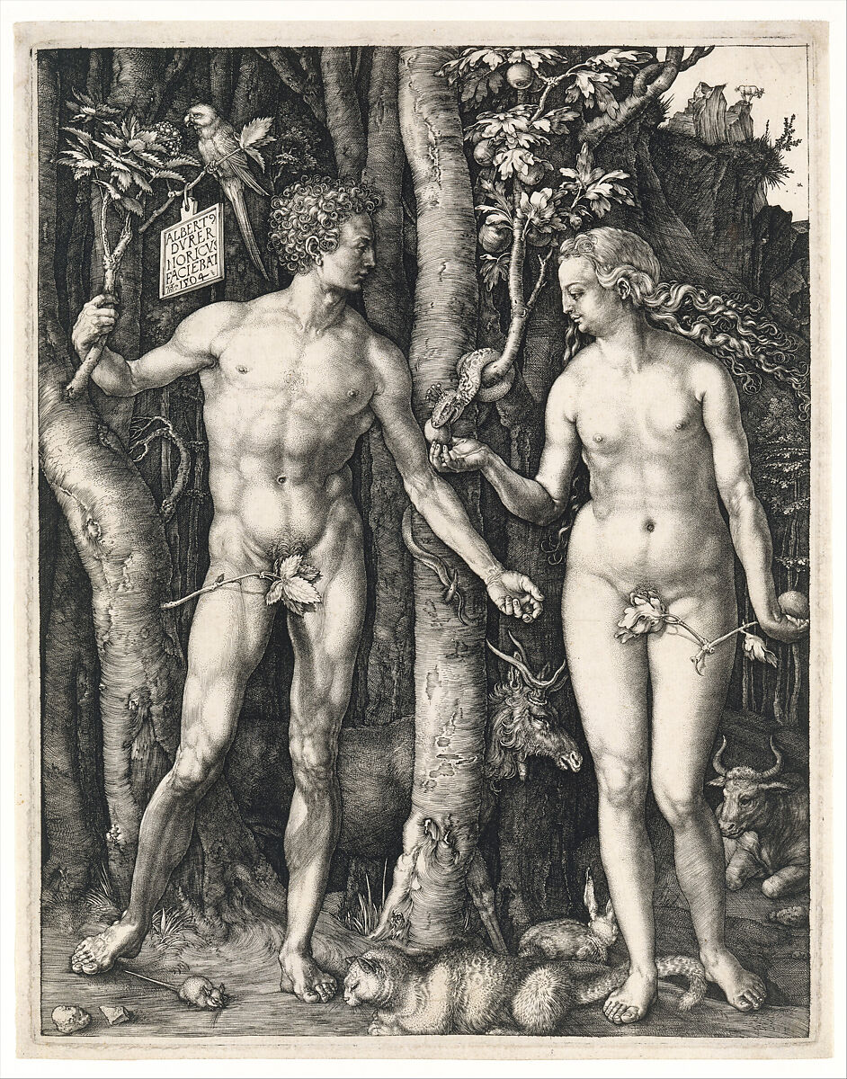 Adam and Eve, Albrecht Dürer (German, Nuremberg 1471–1528 Nuremberg), Engraving