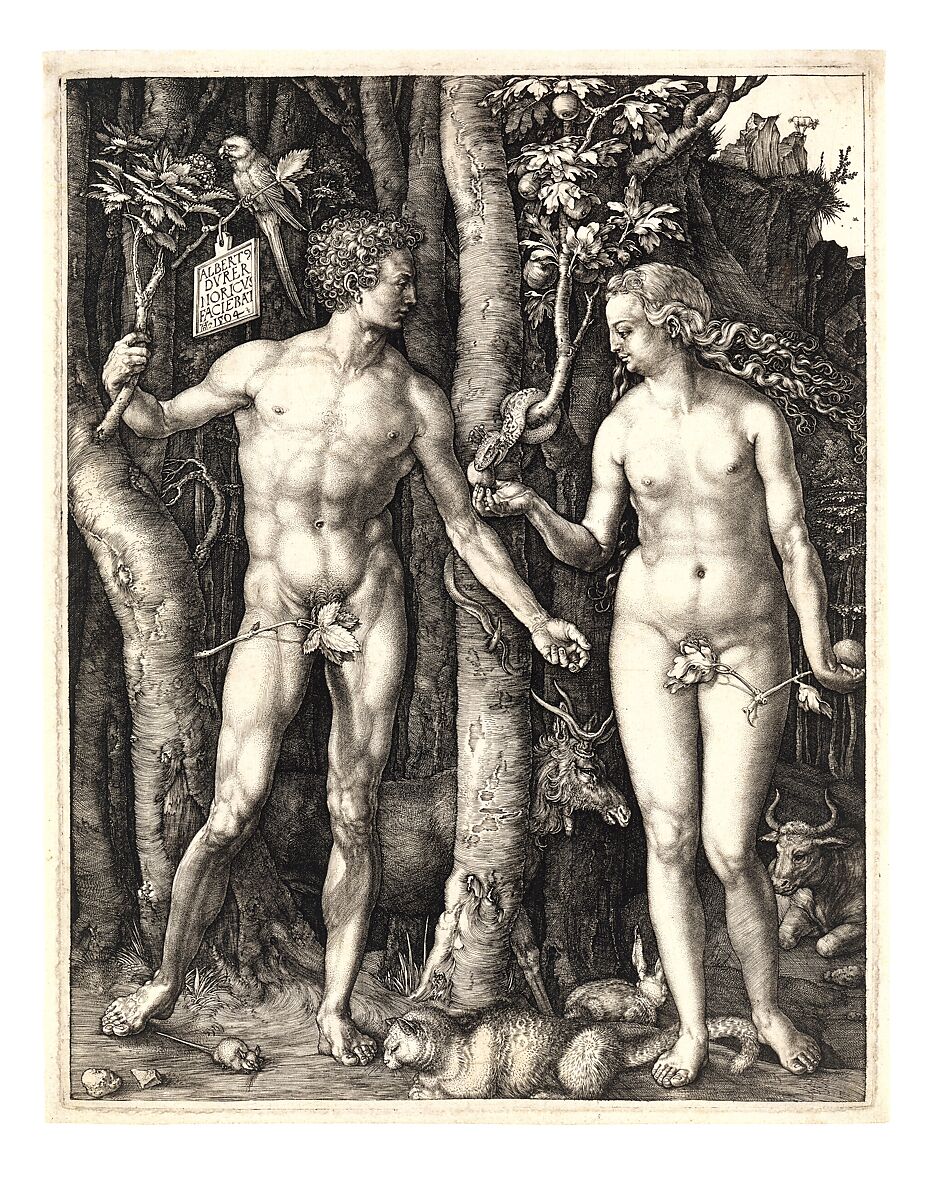 Adam and Eve, Albrecht Dürer (German, Nuremberg 1471–1528 Nuremberg), Engraving