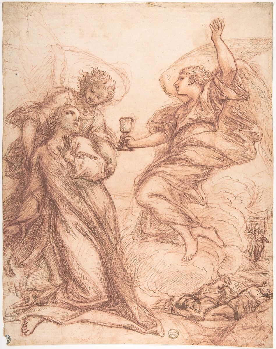 The Agony in the Garden, Anonymous, Italian, 17th or 18th century, Red chalk, pen and brown ink, brush and brown wash on cream laid paper 