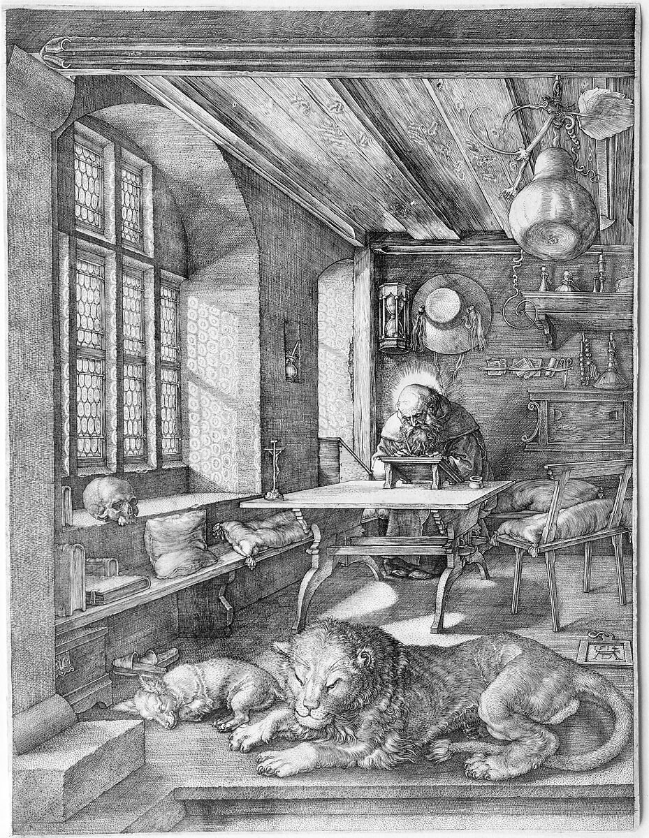 Saint Jerome in His Study, Albrecht Dürer (German, Nuremberg 1471–1528 Nuremberg), Engraving