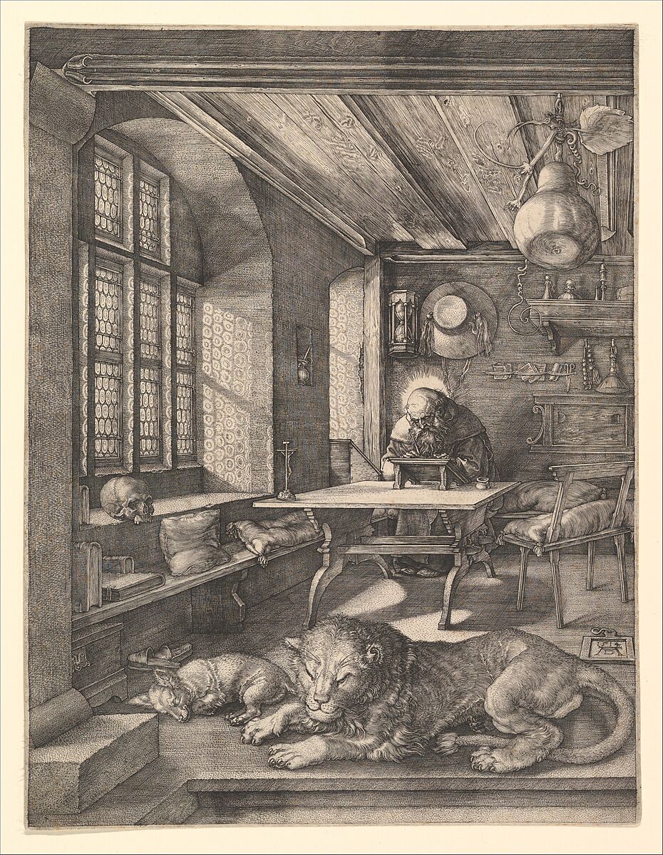 Saint Jerome in His Study, Albrecht Dürer  German, Engraving