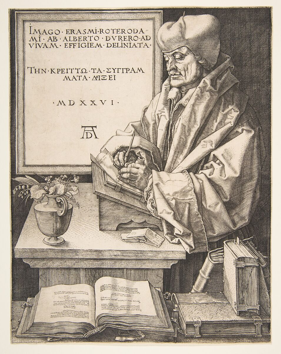 Erasmus of Rotterdam, Albrecht Dürer (German, Nuremberg 1471–1528 Nuremberg), Engraving 