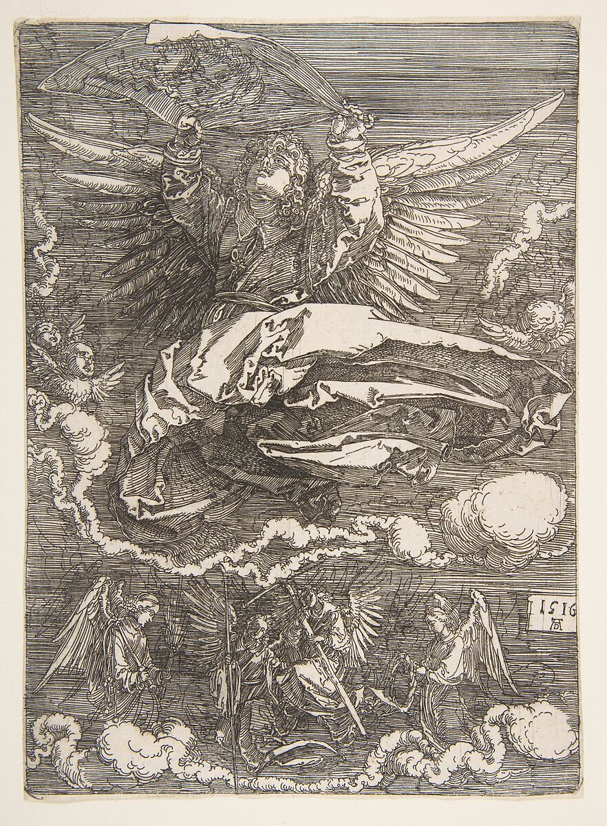 The Sudarium Displayed by an Angel, Albrecht Dürer (German, Nuremberg 1471–1528 Nuremberg), Etching 