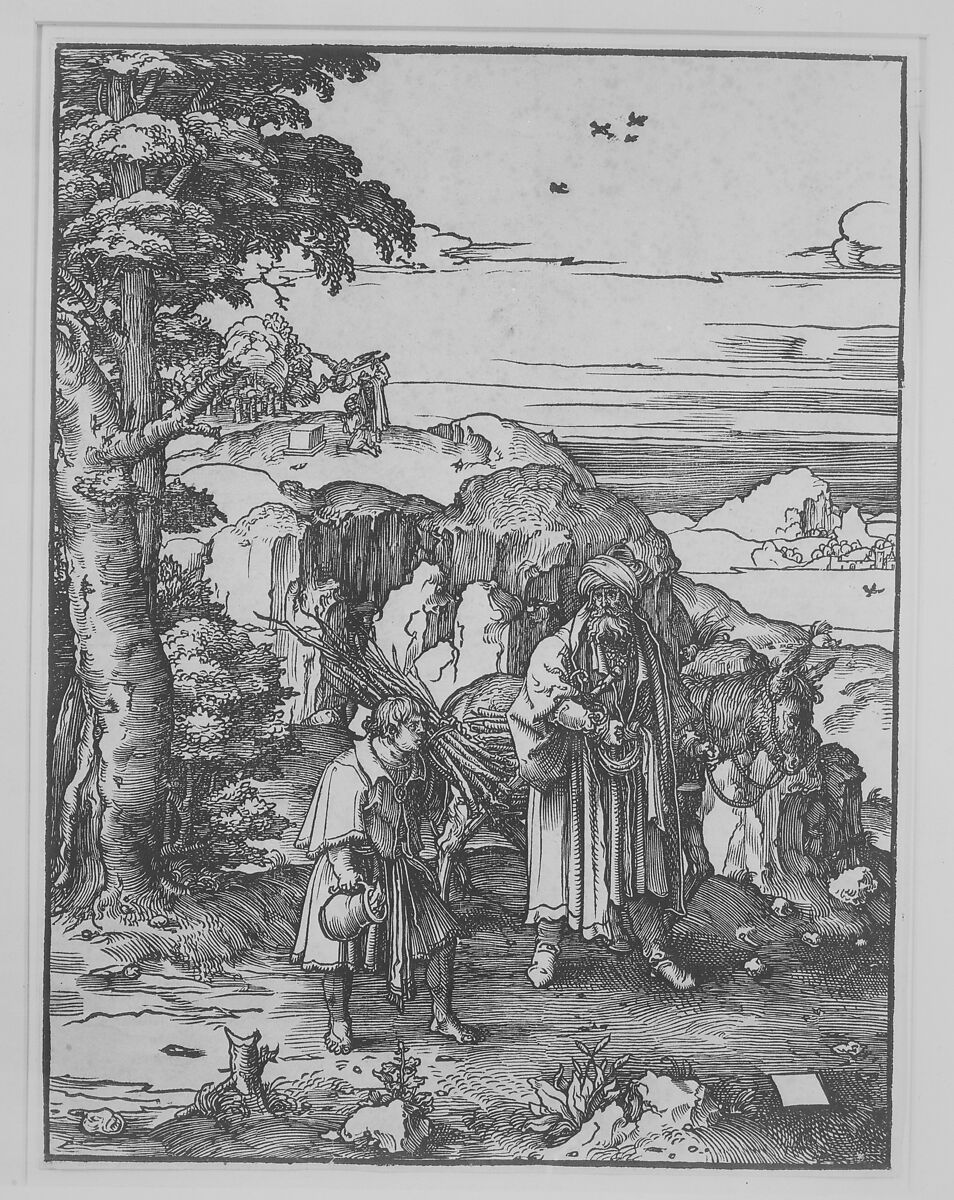 Abraham Going to Sacrifice Isaac, Lucas van Leyden (Netherlandish, Leiden ca. 1494–1533 Leiden), Woodcut; first state