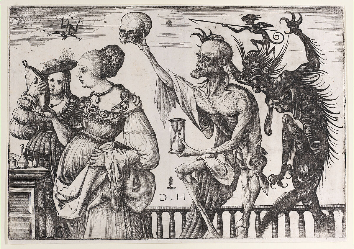 Death and the Devil Surprising Two Women, Daniel Hopfer (German, Kaufbeuren 1471–1536 Augsburg), Etching 