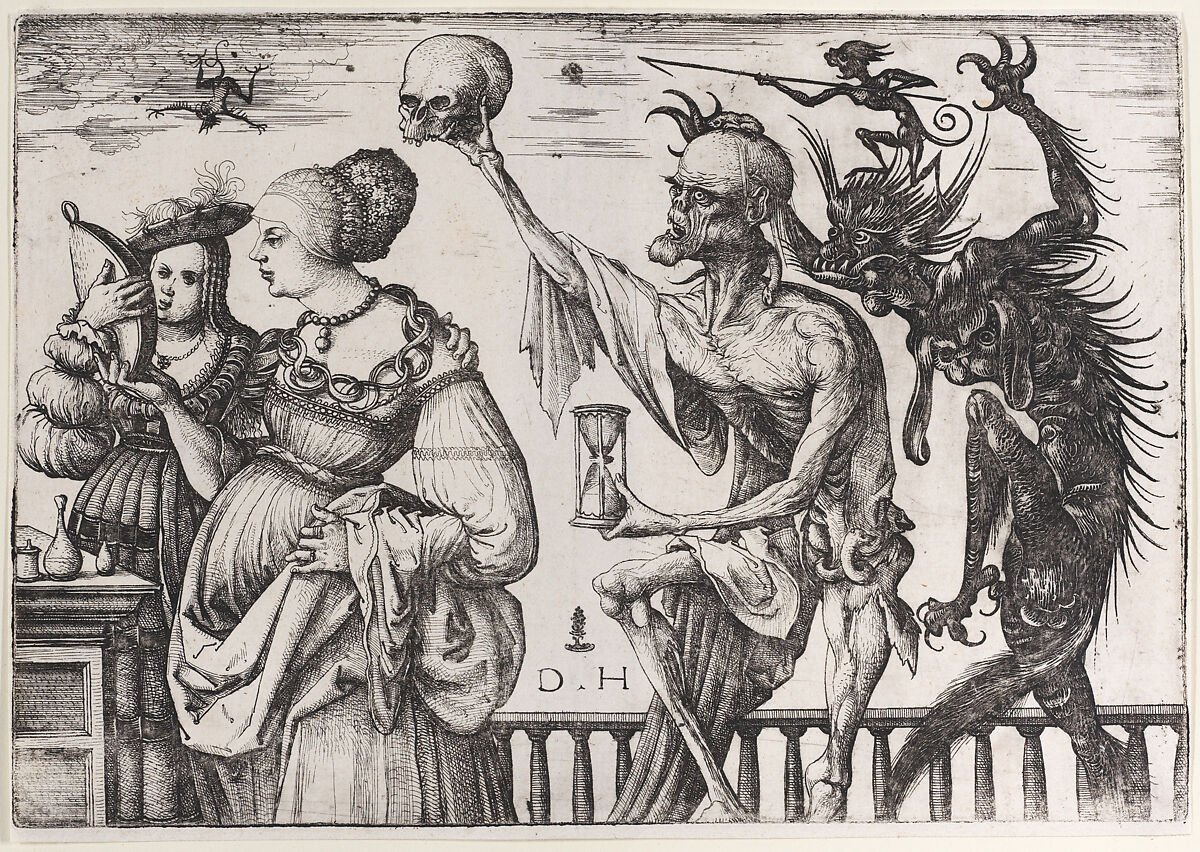 Death and the Devil Surprising Two Women, Daniel Hopfer (German, Kaufbeuren 1471–1536 Augsburg), Etching