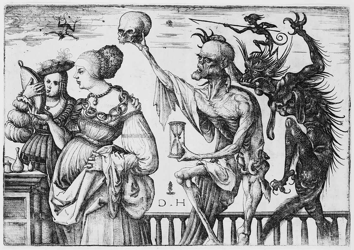 Death and the Devil Surprising Two Women, Daniel Hopfer (German, Kaufbeuren 1471–1536 Augsburg), Etching