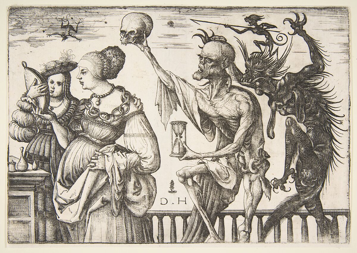 Death and the Devil Surprising Two Women, Daniel Hopfer (German, Kaufbeuren 1471–1536 Augsburg), Etching