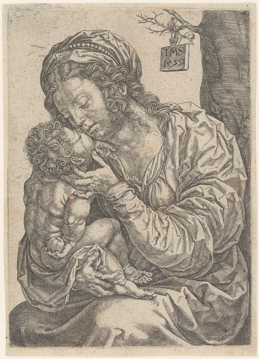 The Virgin and Child Seated at the Foot of a Tree, Jan Gossart (called Mabuse) (Netherlandish, Maubeuge ca. 1478–1532 Antwerp (?)), Engraving 