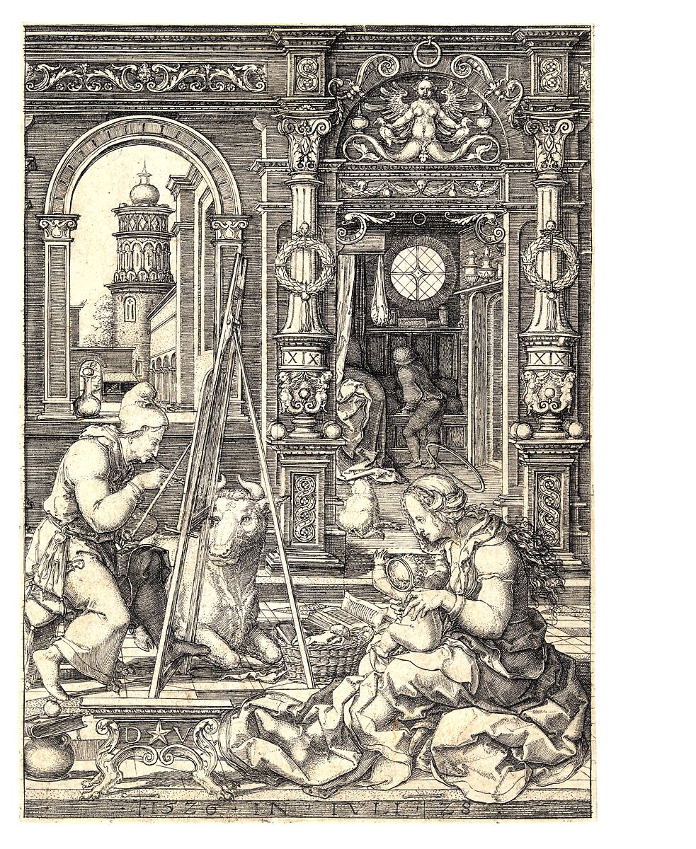 Saint Luke Painting the Virgin, Dirck Vellert (Netherlandish, Amsterdam (?) ca. 1480/85–ca. 1547), Engraving