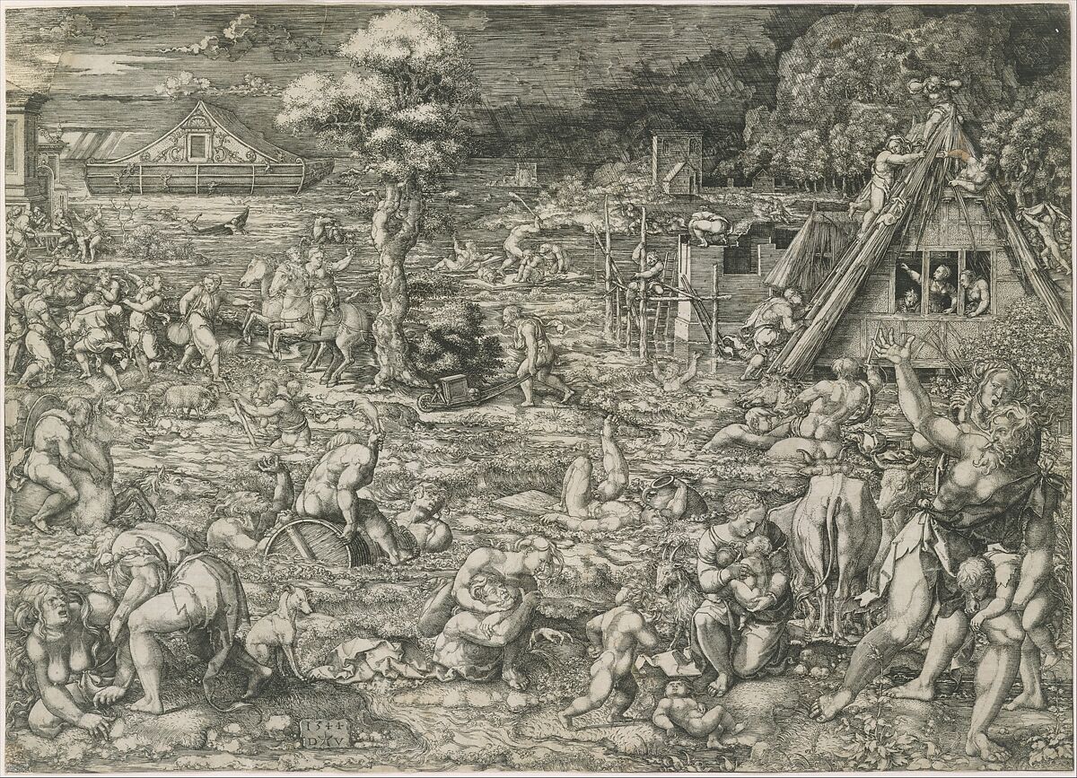 The Deluge, Dirck Vellert (Netherlandish, Amsterdam (?) ca. 1480/85–ca. 1547), Engraving possibly with etching