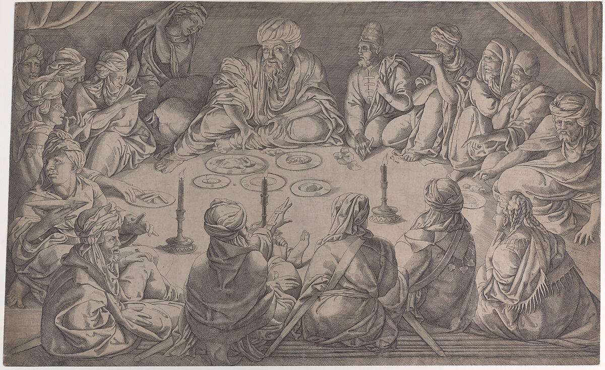 King Mulay Hasan and His Retinue at a Repast in Tunis, Jan Cornelisz Vermeyen (Netherlandish, Beverwijk ca. 1504–1559 Brussels), Engraving