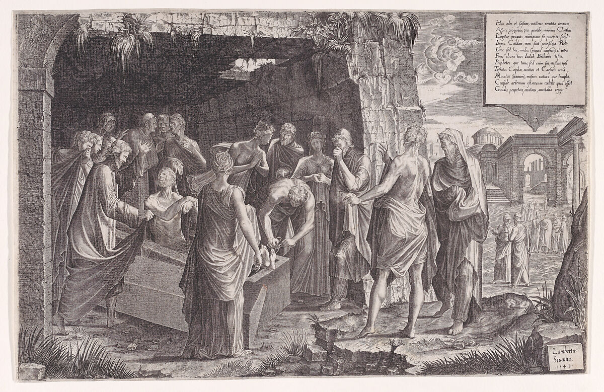 The Raising of Lazarus, Lambert Suavius (Netherlandish, ca. 1510–by 1576), Engraving 