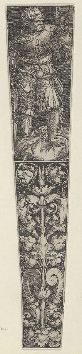 Design for a Dagger Sheath, with Executioner and Head of John the Baptist, Heinrich Aldegrever (German, Paderborn ca. 1502–1555/1561 Soest), Engraving 
