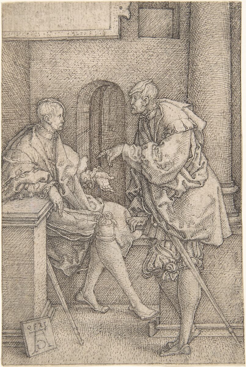 Ammon and Jonadab, Heinrich Aldegrever (German, Paderborn ca. 1502–1555/1561 Soest), Pen and brown and black ink. 