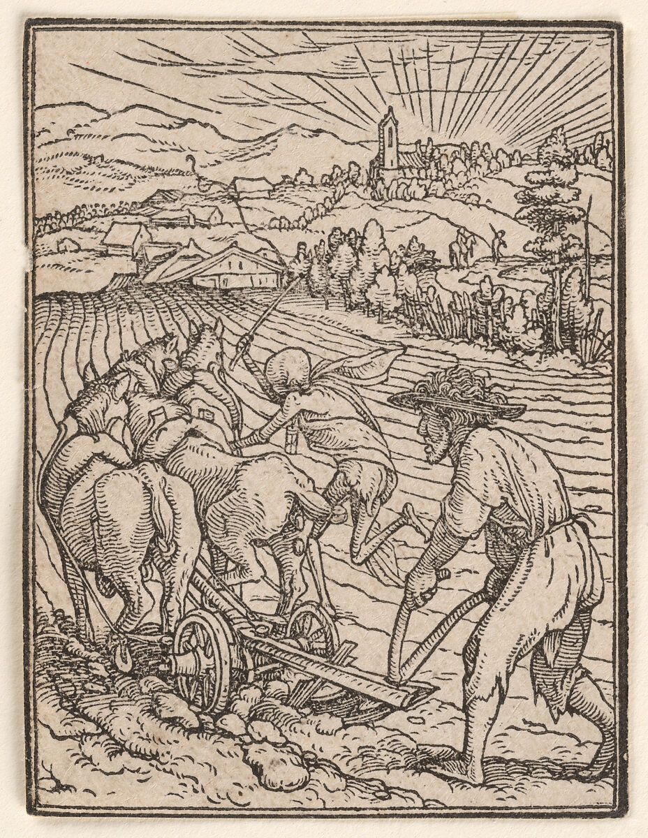 The Peasant (or Ploughman), from The Dance of Death, Hans Holbein the Younger  German, Woodcut