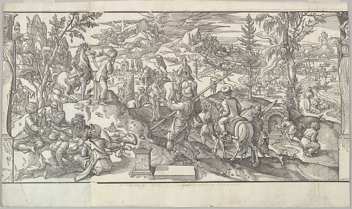 Ces Moeurs et fachons de faire de Turcz (Customs and Fashions of the Turks), Pieter Coecke van Aelst (Netherlandish, Aelst 1502–1550 Brussels), Woodcuts in a frieze of ten blocks printed on ten sheets