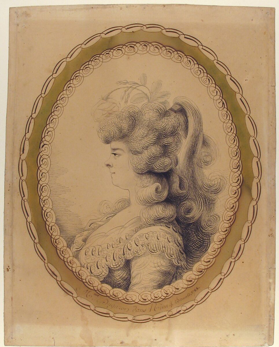 Portrait of Madame Dugazon as Nina, Joseph Jean Bernard (French, 1740–1809), Pen, black and brown ink; brown, gray, green and red washes