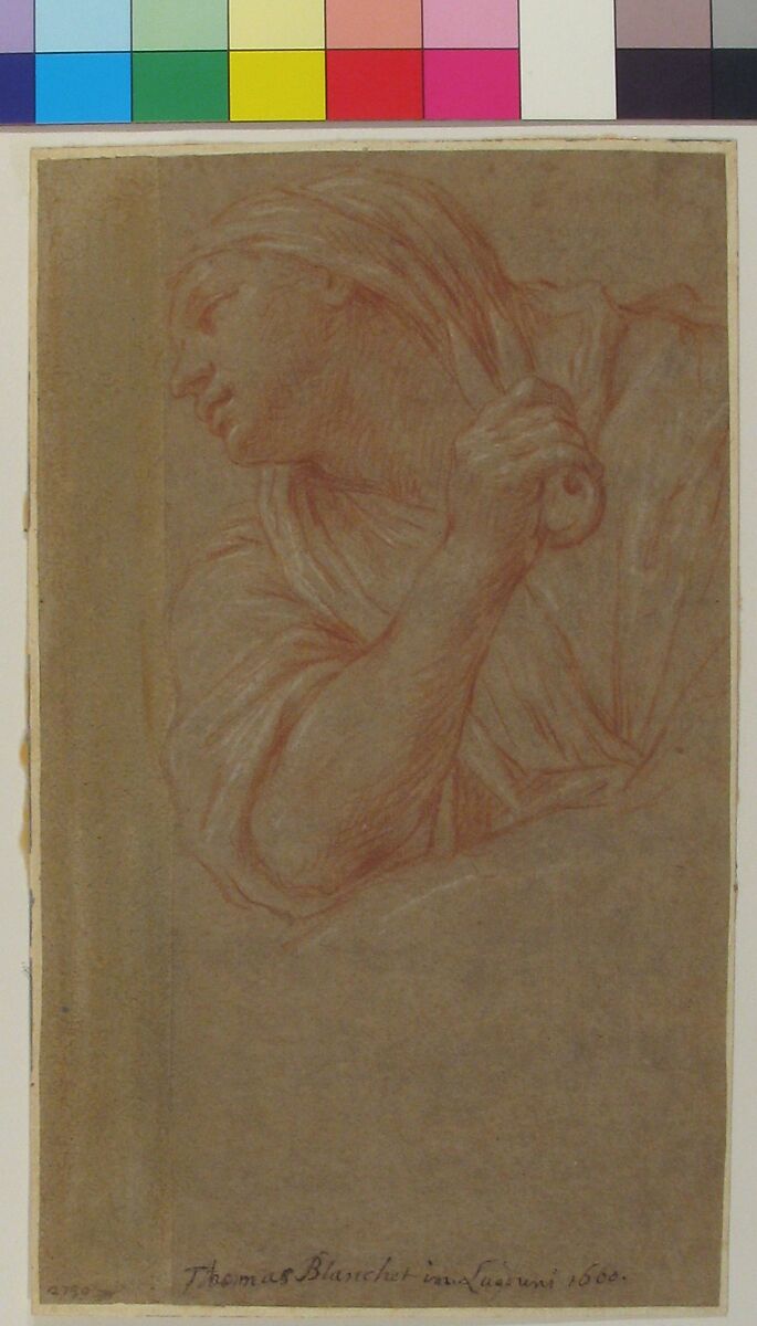 Half Figure of a Woman, Thomas Blanchet (French, Paris 1614–1689 Lyon), Red chalk heightened with white