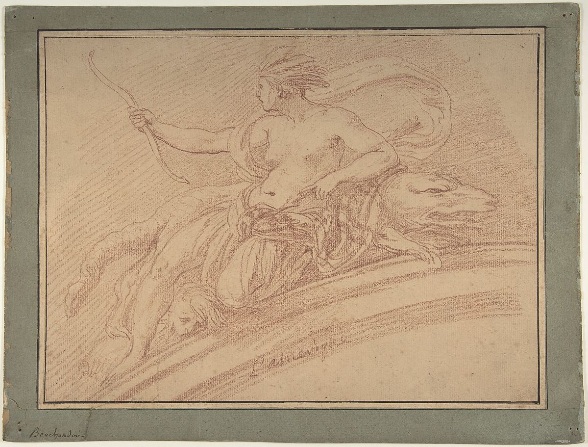 Allegory of America, from the Four Continents, Edme Bouchardon (French, Chaumont 1698–1762 Paris), Red chalk 