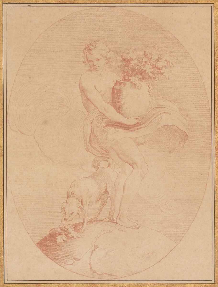 The Sense of Smell, Edme Bouchardon (French, Chaumont 1698–1762 Paris), Red chalk; counterproof 
