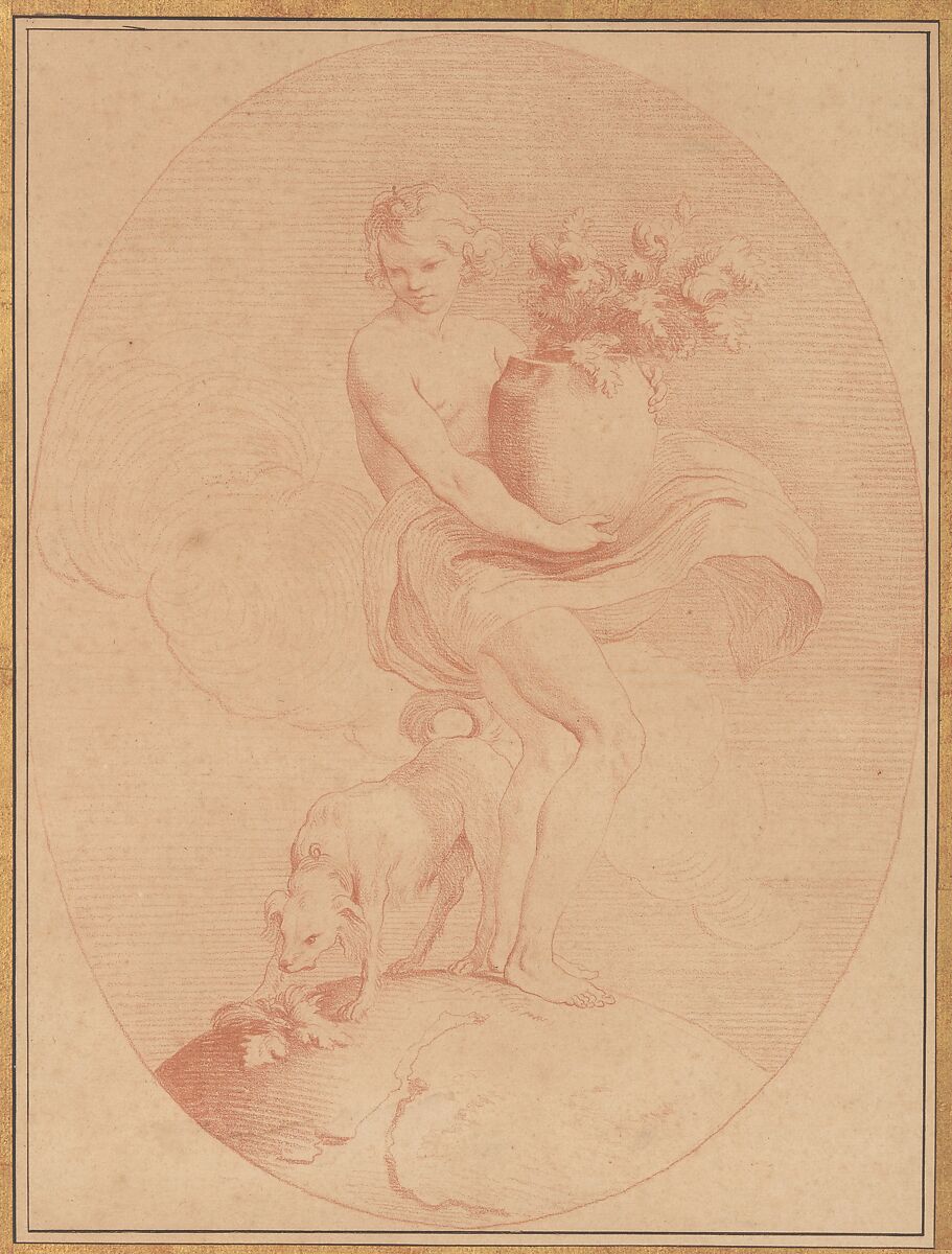The Sense of Smell, Edme Bouchardon (French, Chaumont 1698–1762 Paris), Red chalk; counterproof