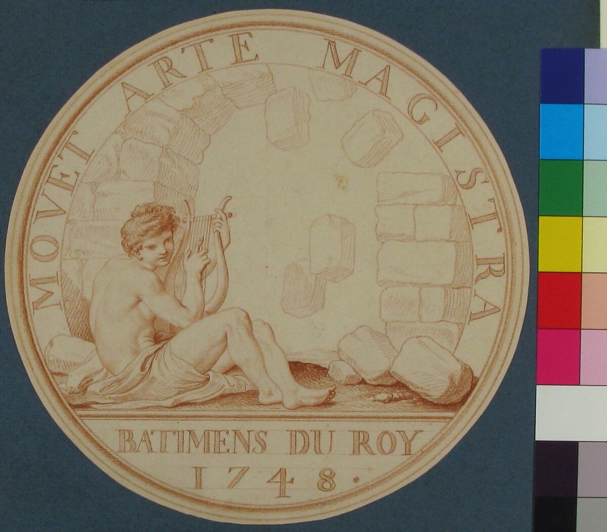 Design for a Token: Bâtiments du Roi, 1748, Edme Bouchardon (French, Chaumont 1698–1762 Paris), Red chalk