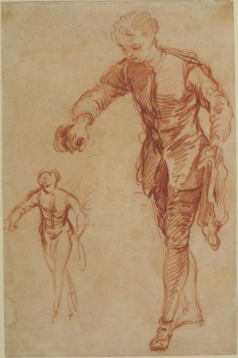 Study of a Valet Pouring Wine, François Le Moyne (French, Paris 1688–1737 Paris), Red Chalk