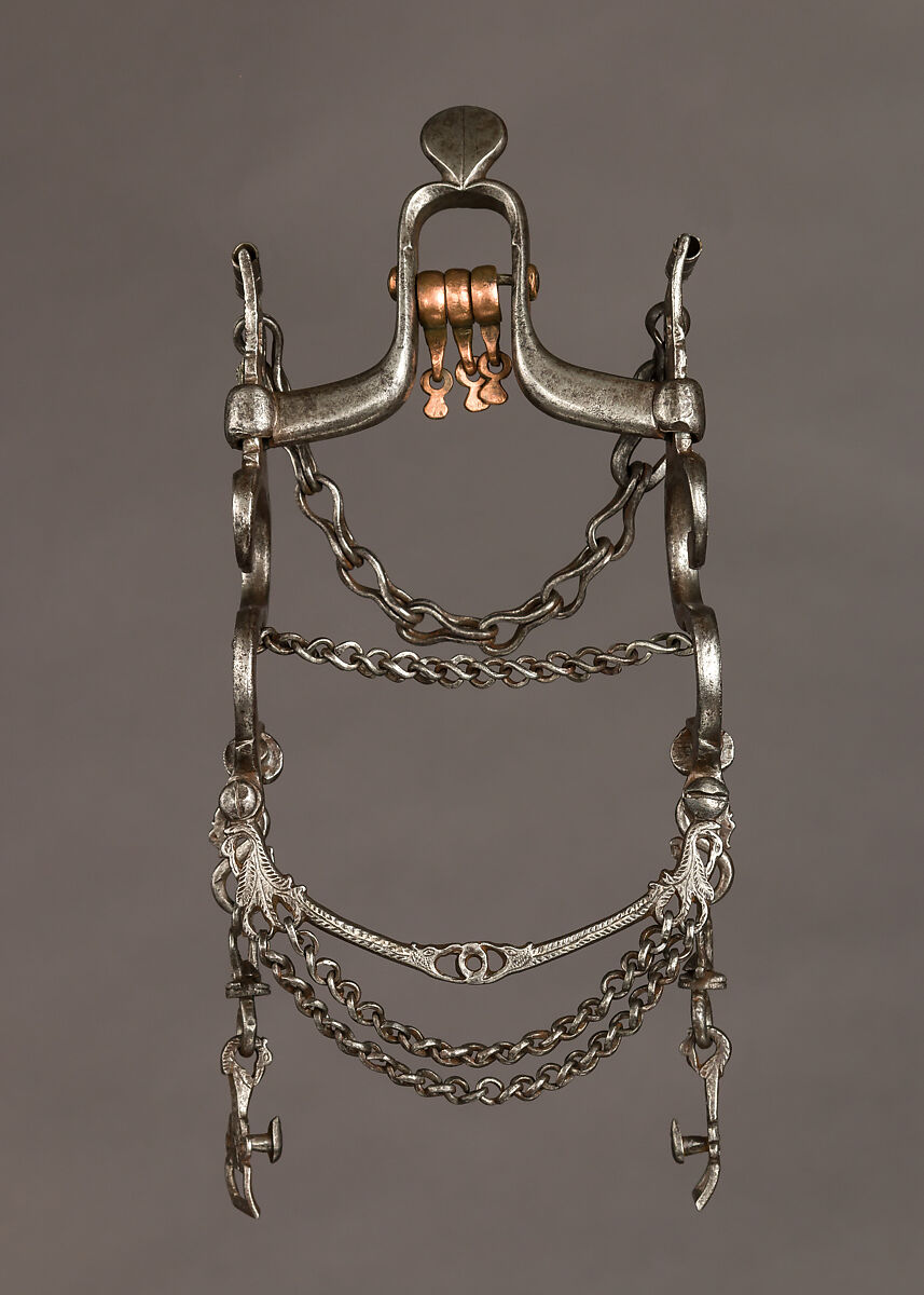 Curb Bit, Iron alloy, copper, silver, stone, Mexican