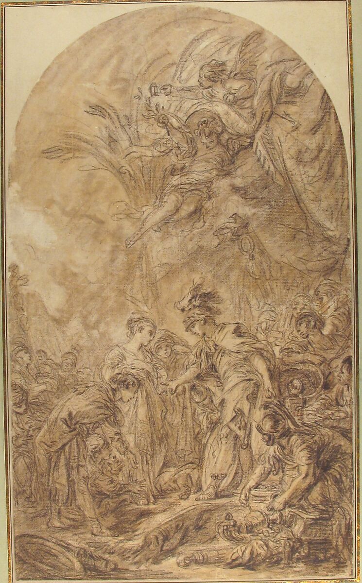 The Continence of Scipio, François Boucher (French, Paris 1703–1770 Paris), Brown chalk, brush and brown wash