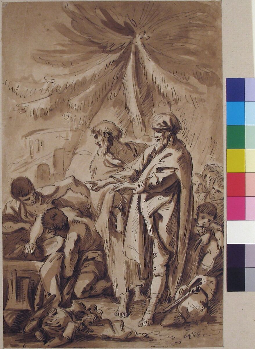 Laban Searching for his Idols (Genesis 31: 19-37), After François Boucher (French, Paris 1703–1770 Paris), Pen and brown ink, brush and brown wash, over faint traces of black chalk