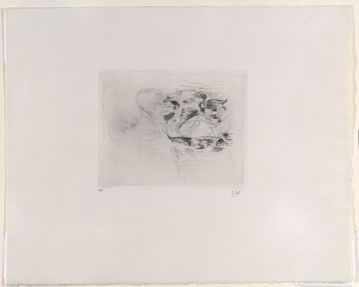 Swan and Duck, with Portraits of Julie, Berthe Morisot (French, Bourges 1841–1895 Paris), Drypoint on wove paper 