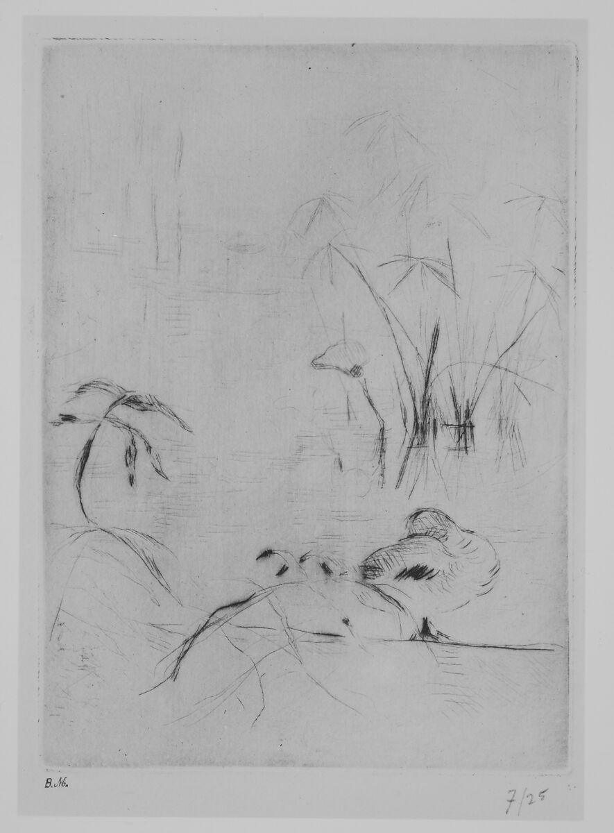 Duck and Reeds, Berthe Morisot (French, Bourges 1841–1895 Paris), Drypoint on wove paper