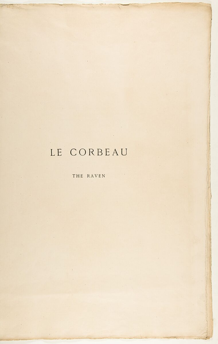 Portfolio cover and text for "The Raven" by Edgar Allan Poe, Edouard Manet (French, Paris 1832–1883 Paris), Letterpress in black and red ink