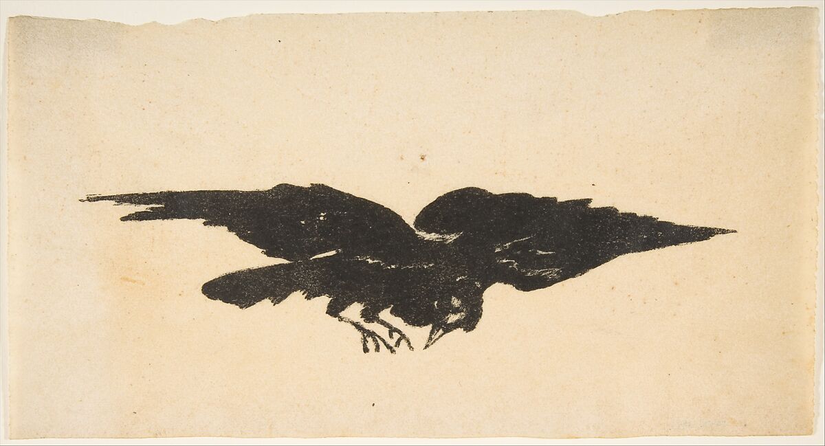 The Flying Raven, Ex Libris for The Raven by Edgar Allan Poe, Edouard Manet (French, Paris 1832–1883 Paris), Lithograph on simili-parchment 