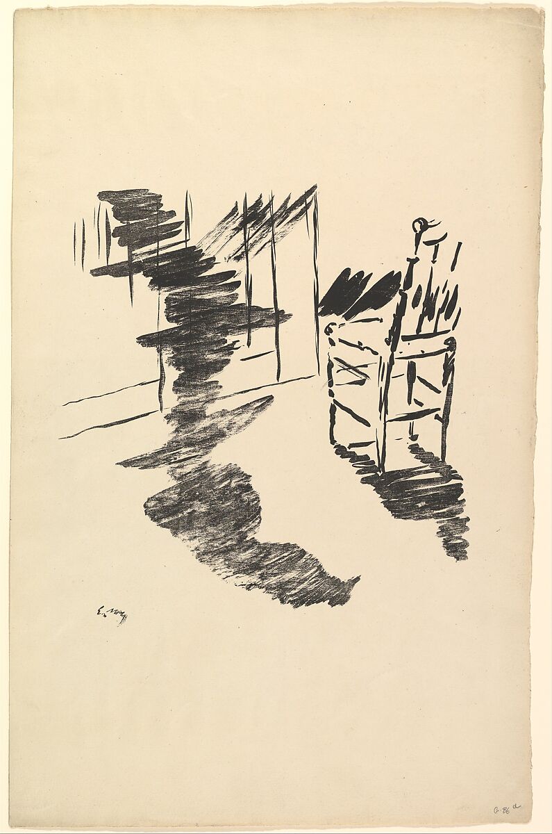 The Shadow that Lies Floating on the Floor.  Illustration to The Raven by Edgar Allan Poe, Edouard Manet (French, Paris 1832–1883 Paris), Transfer lithograph on laid (Hollande) paper, only state 