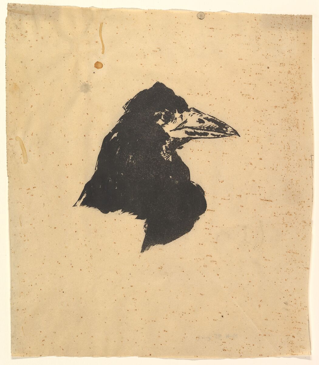 Design for the poster and cover for The Raven by Edgar Allan Poe, Edouard Manet (French, Paris 1832–1883 Paris), Transfer lithograph on simili-parchment 