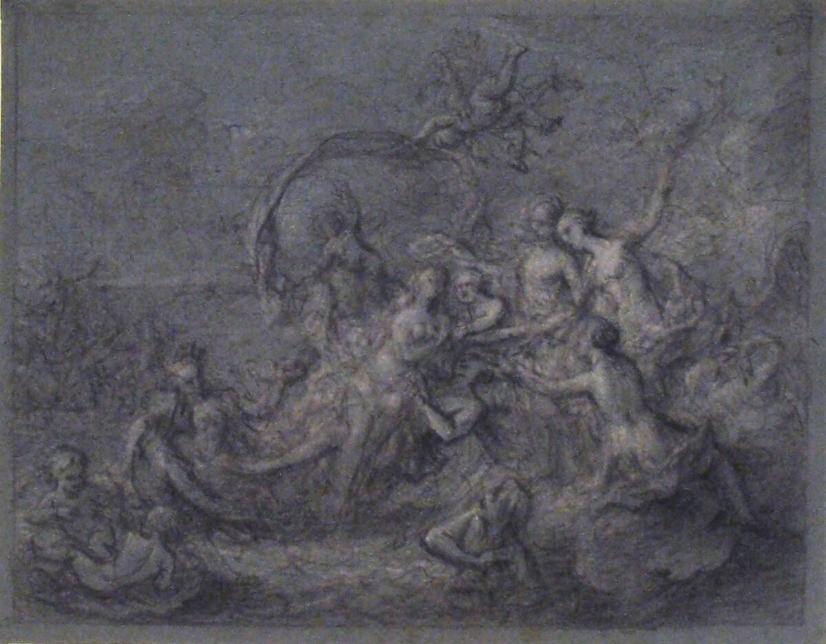 The Triumph of a Sea Goddess, Bon Boullogne (French, Paris 1649–1717 Paris), Black chalk, heightened with white