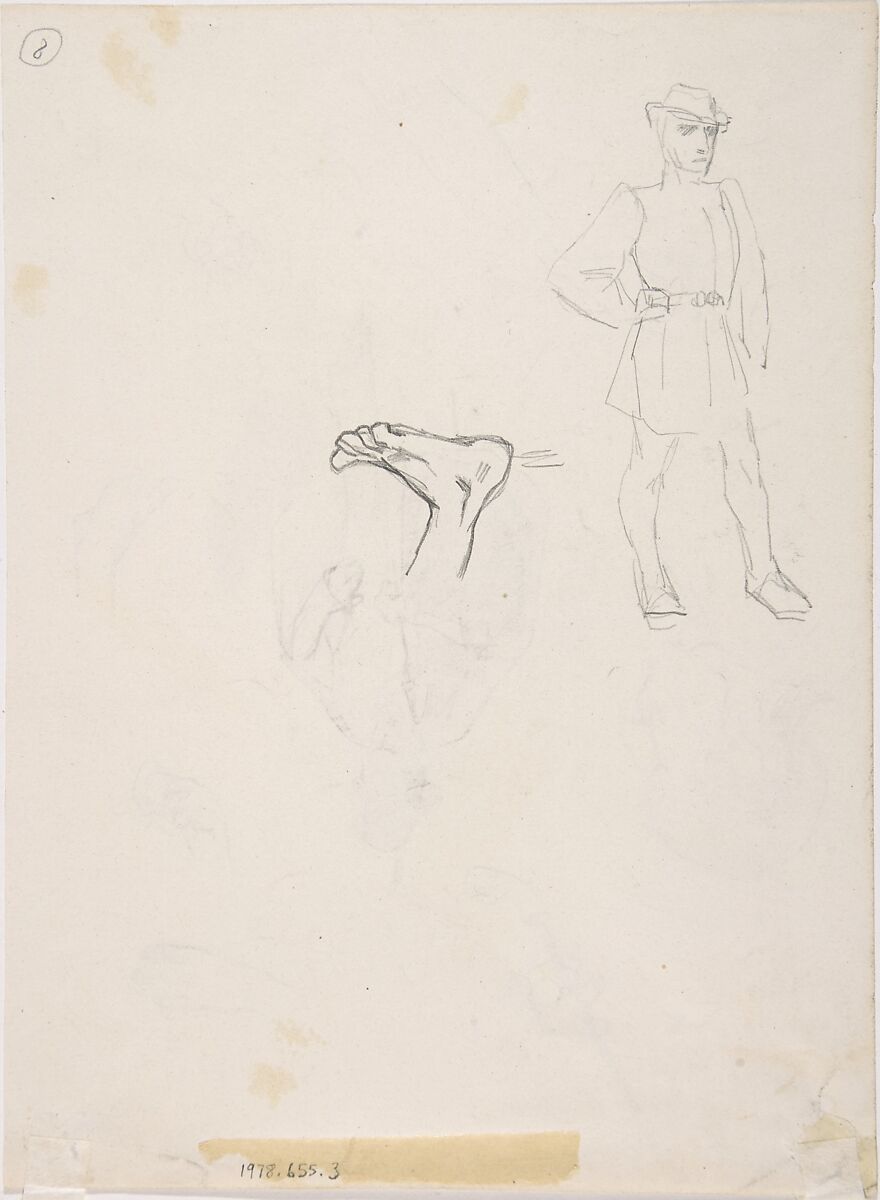 Sheet with figures, details of hands and feet, Félicien Rops (Belgian, Namur 1833–1898 Essonnes), Graphite