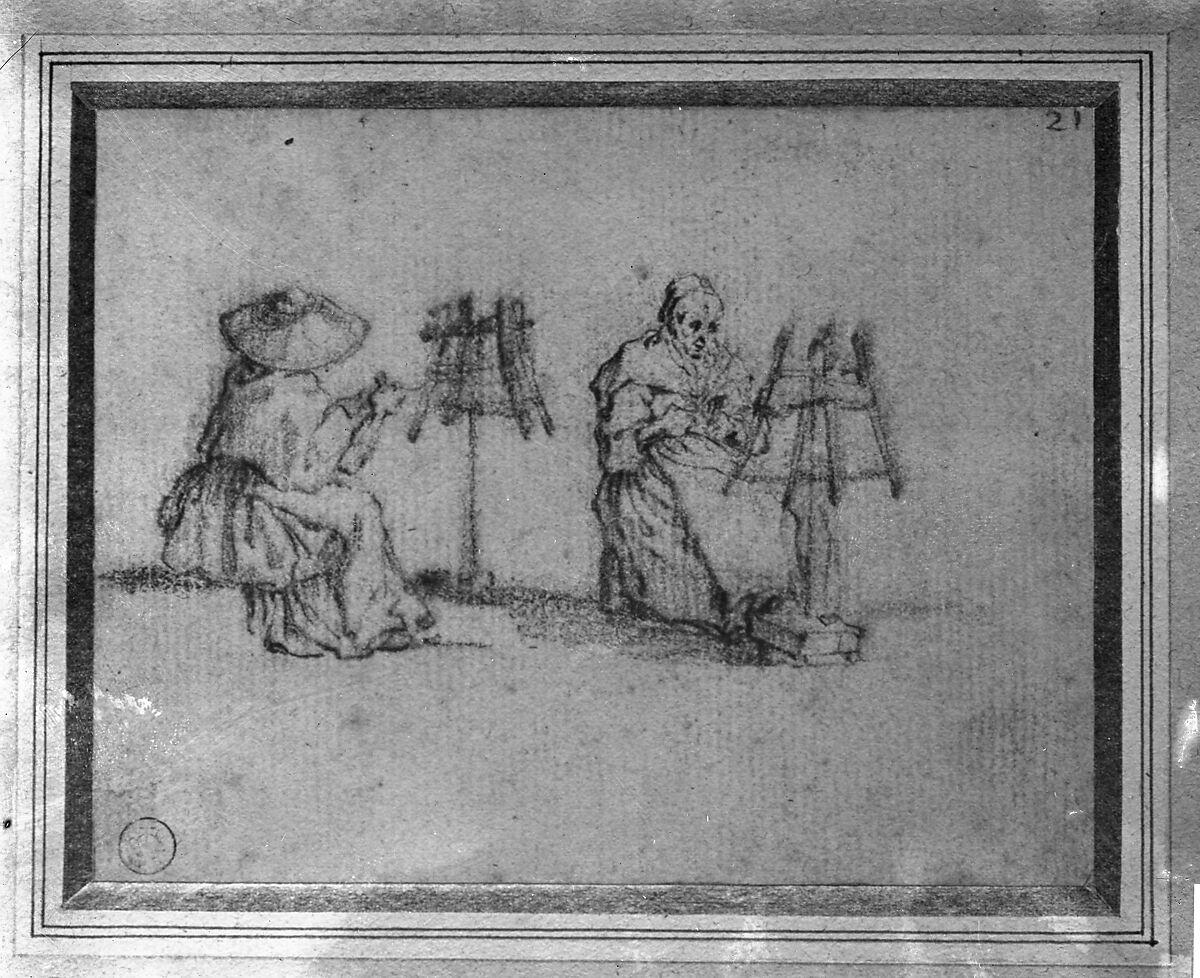 Two Women Winding Yarn, Jacques Callot (French, Nancy 1592–1635 Nancy), Red chalk with touches of black chalk
