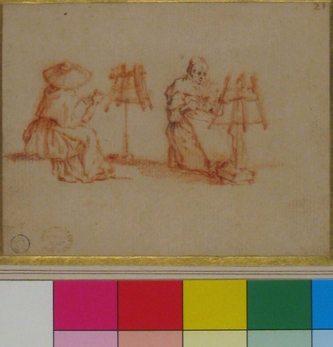 Two Women Winding Yarn, Jacques Callot (French, Nancy 1592–1635 Nancy), Red chalk with touches of black chalk