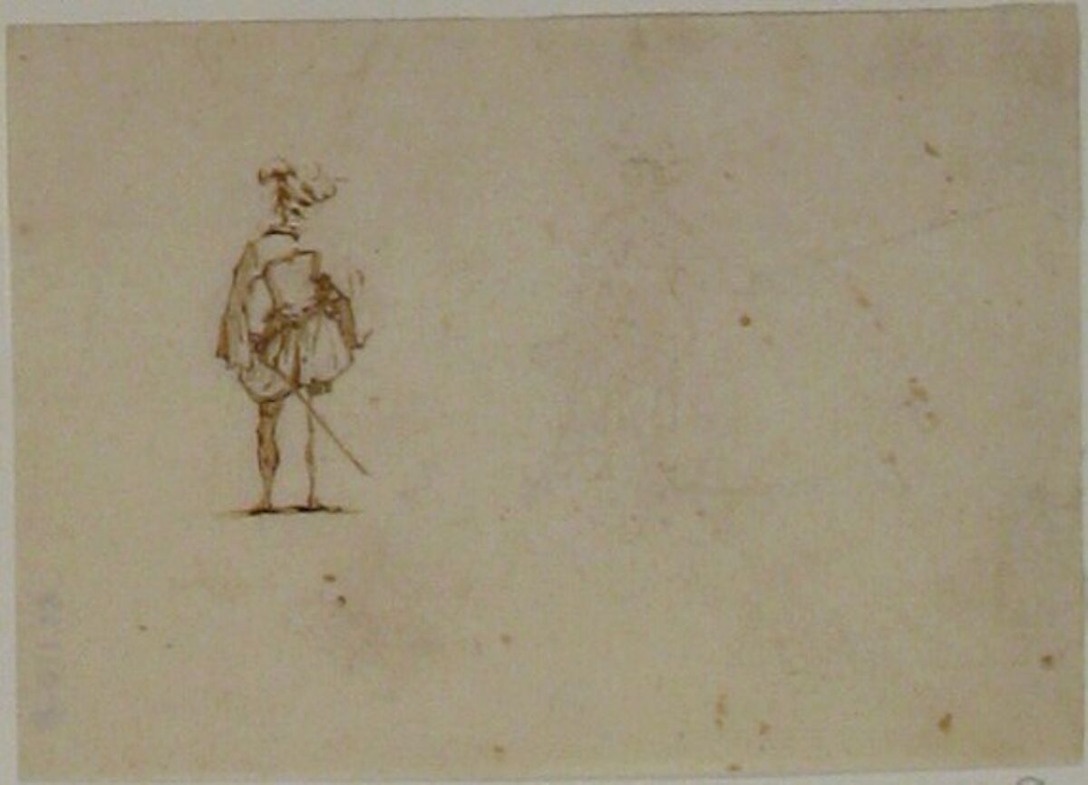 Gentleman seen from the back, Jacques Callot (French, Nancy 1592–1635 Nancy), Pen and brown ink 