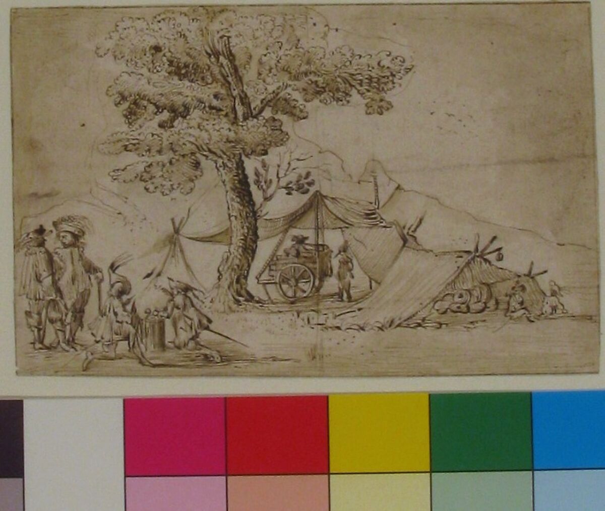 A Bivouac, In the manner of Jacques Callot (French, Nancy 1592–1635 Nancy), Pen and brown ink