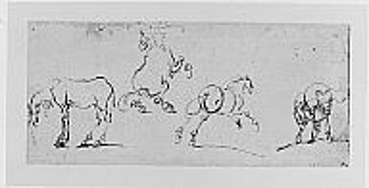 Four Studies of Horses, Jacques Callot (French, Nancy 1592–1635 Nancy), Pen and brown ink