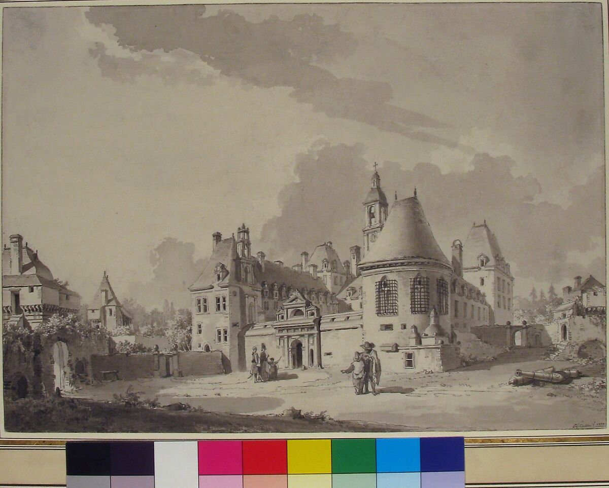 Le château de Kerjean, Louis François Cassas (French, Azay-le-Ferron 1756–1827 Versailles), Pen and gray ink, gray wash, over graphite