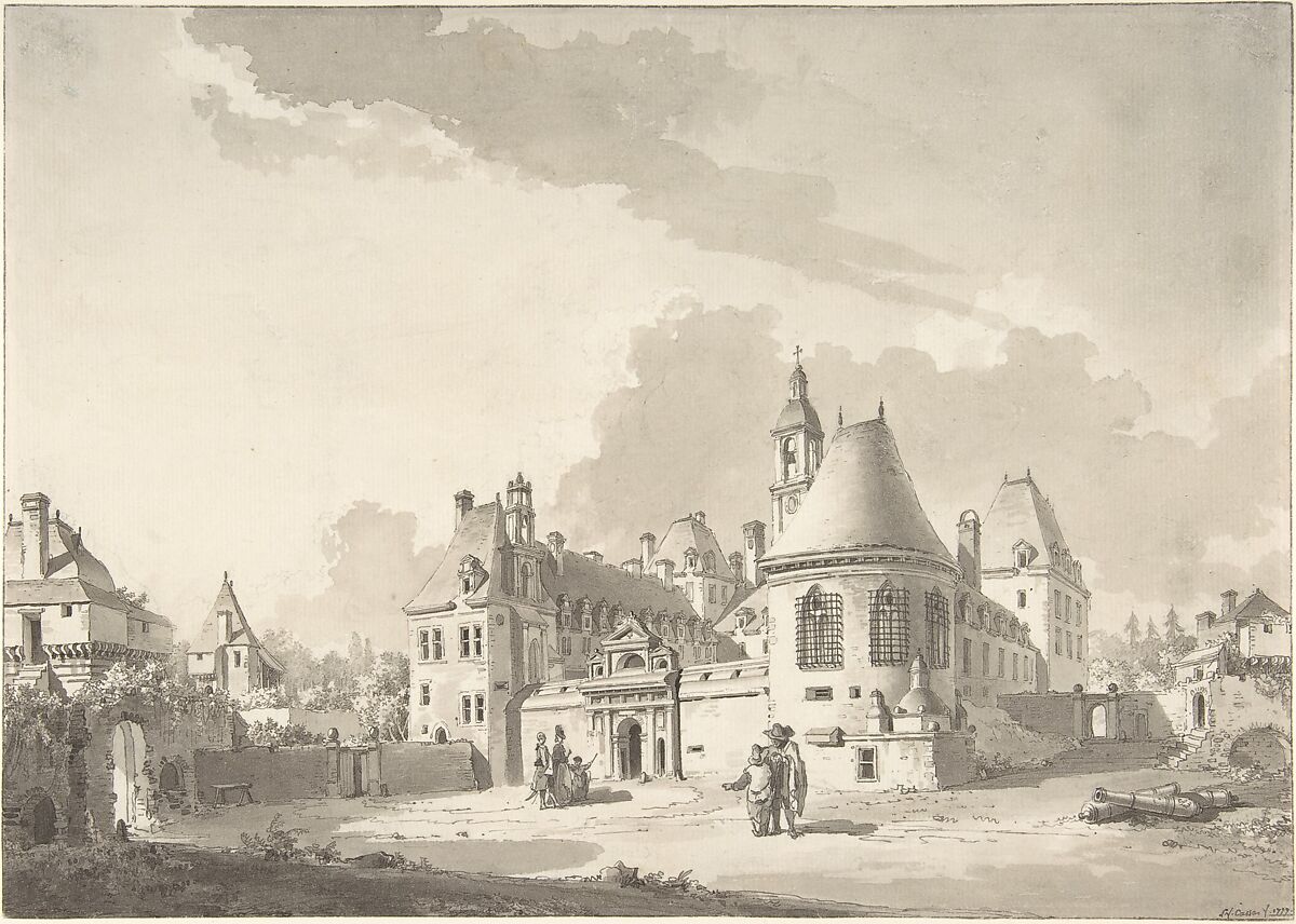 Le château de Kerjean, Louis François Cassas (French, Azay-le-Ferron 1756–1827 Versailles), Pen and gray ink, gray wash, over graphite 