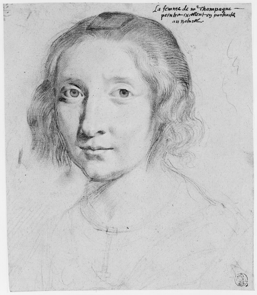 Portrait of Charlotte Duchesne, Philippe de Champaigne (French, Brussels 1602–1674 Paris), Black chalk, heightened with white, with touches of red chalk