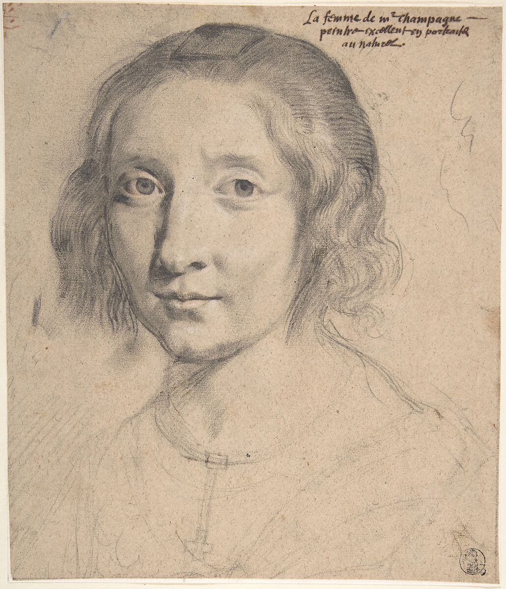 Portrait of Charlotte Duchesne, Philippe de Champaigne (French, Brussels 1602–1674 Paris), Black chalk, heightened with white, with touches of red chalk
