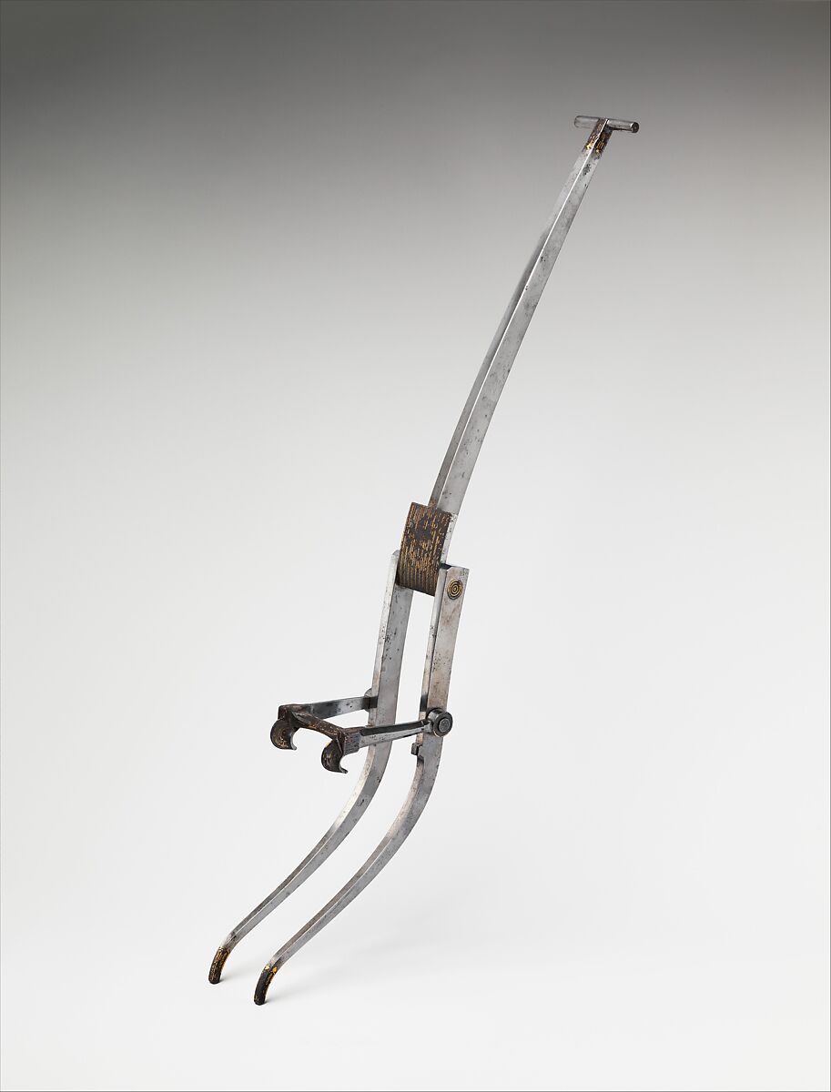Spanning Lever (Gaffle or "Goat's-Foot" Lever), Steel, gold, silver, Spanish, Madrid 