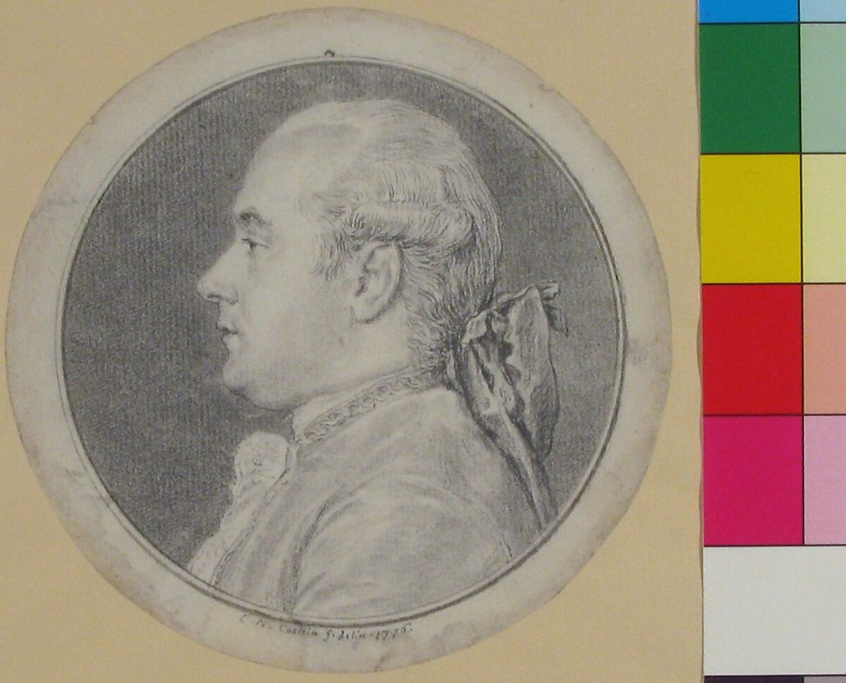Bust of a Man, in Profile to Left, Charles Nicolas Cochin II (French, Paris 1715–1790 Paris), Graphite